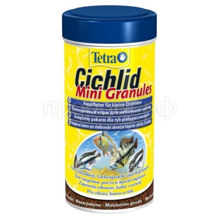 Корм для рыб Tetra Cichlid Mini Granules банка 250 мл мини гранулы для цихлид и крупных рыб